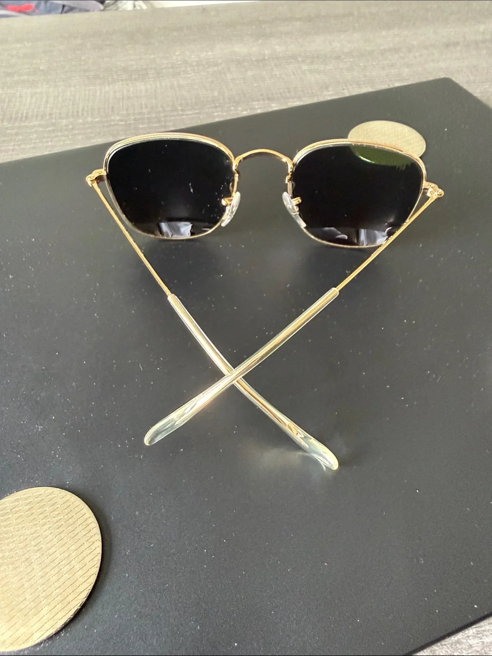 Ray-Ban Gold Frame Sunglasses with Green Lenses polarized YOUTH